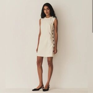 Doen Coralie Cream Mini Dress with Button Detail